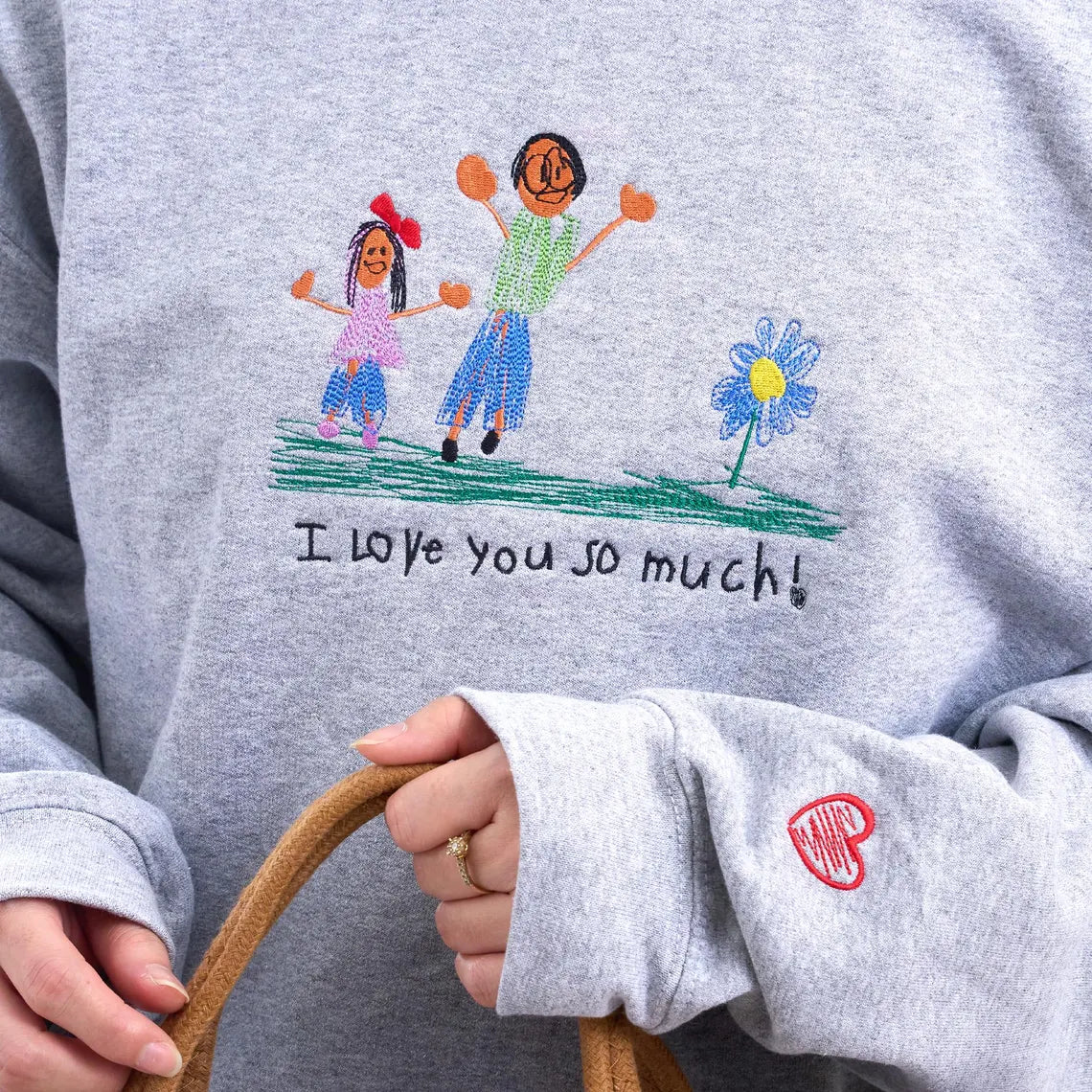 Custom Embroidered Kids Photo Drawing Sweatshirt