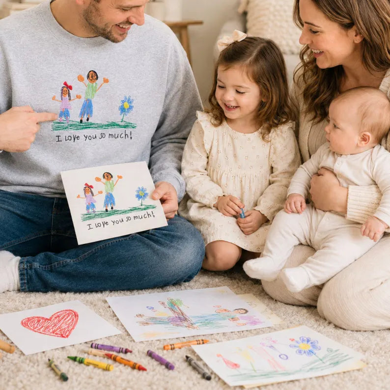 Custom Embroidered Kids Photo Drawing Sweatshirt