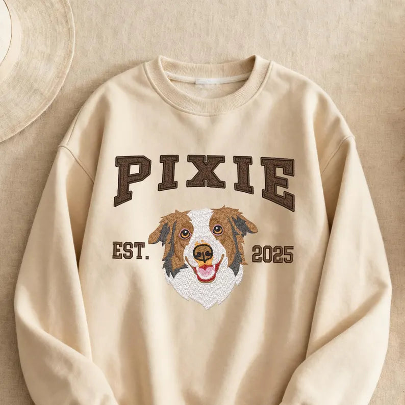 Custom Embroidered Pet Portrait Sweatshirt
