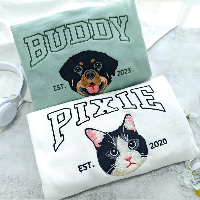 Custom Embroidered Pet Portrait Sweatshirt