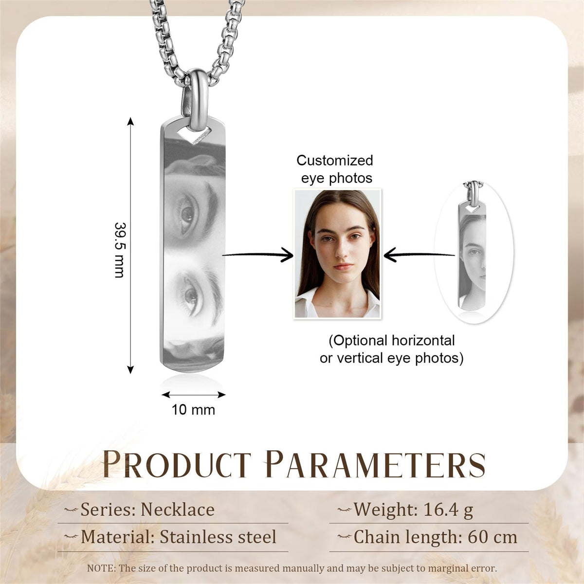 Custom Engraved Eyes Necklace