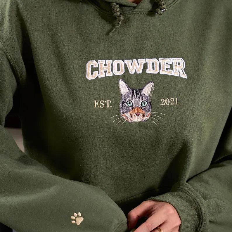 Custom Embroidered Pet Portrait Sweatshirt