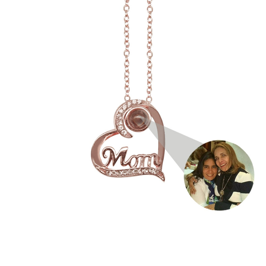 Personalized Photo Projection Heart Necklace for Mom