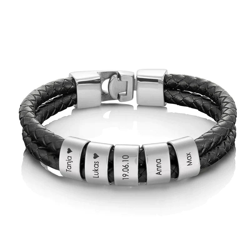 Custom Name Leather Bracelet