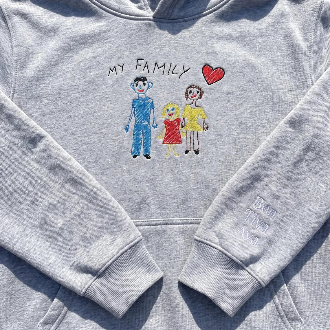 Custom Embroidered Kids Photo Drawing Sweatshirt