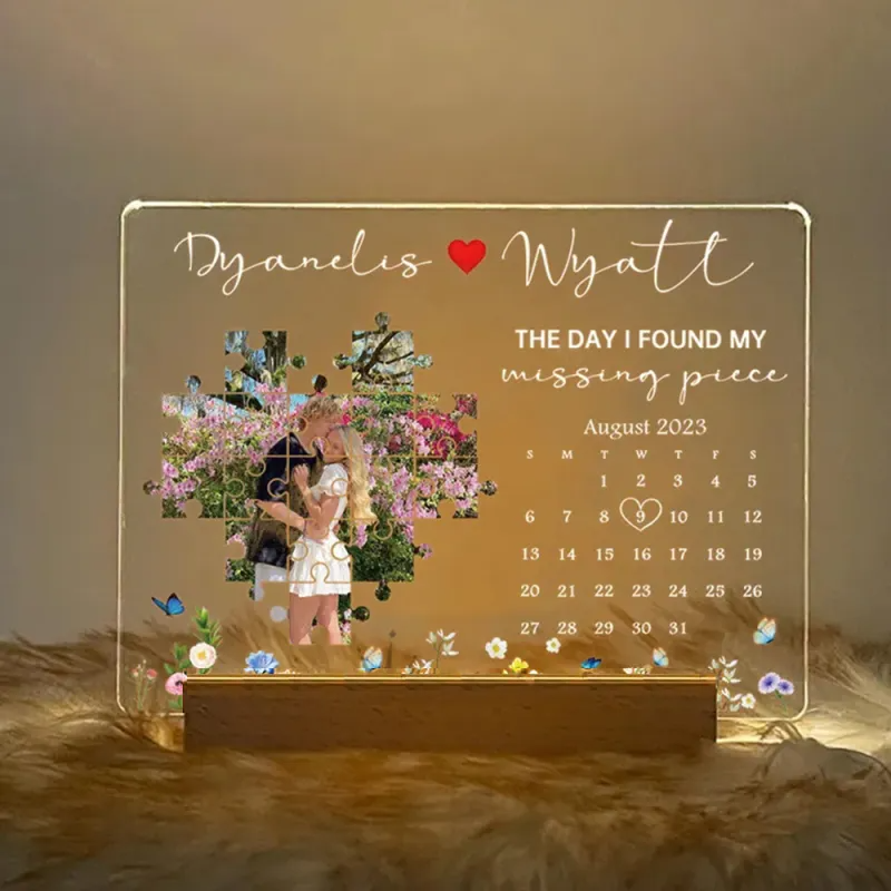 The Day I Found My Missing Piece Light Frame Personalized Gift