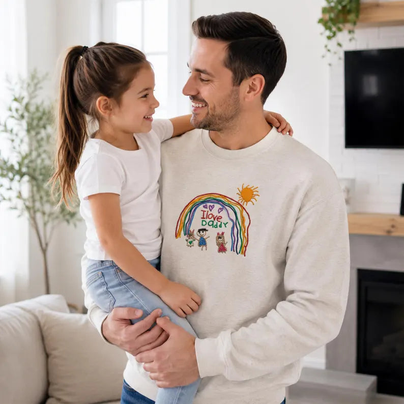 Custom Embroidered Kids Photo Drawing Sweatshirt