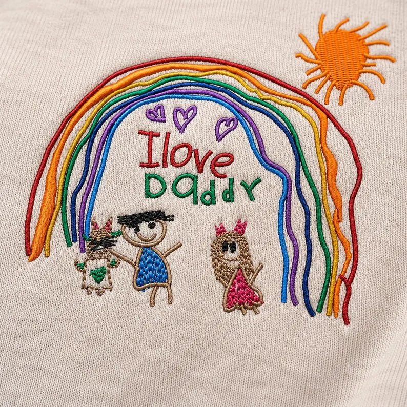 Custom Embroidered Kids Photo Drawing Sweatshirt