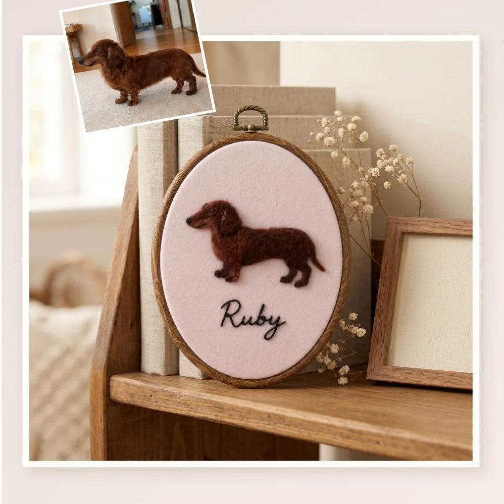 Custom Wool Felt Pet Portrait Hoop