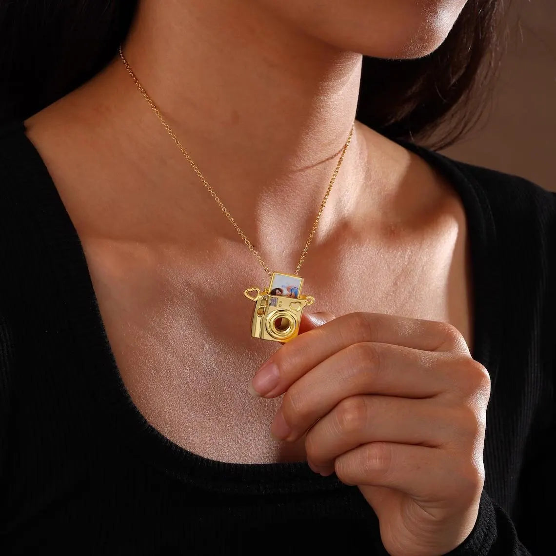 Custom Camera Necklace with Photo Picture Inside