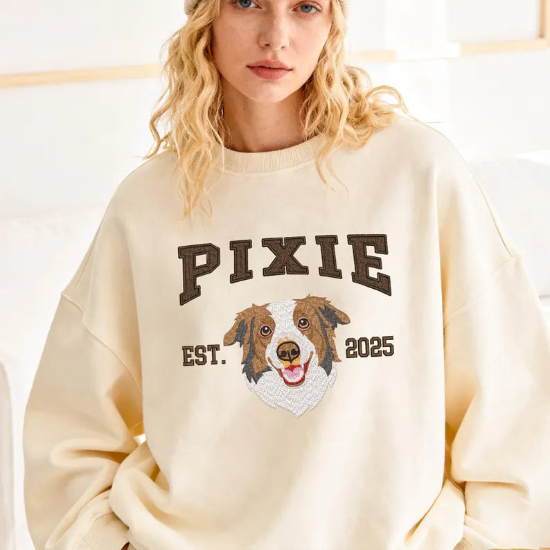 Custom Embroidered Pet Portrait Sweatshirt
