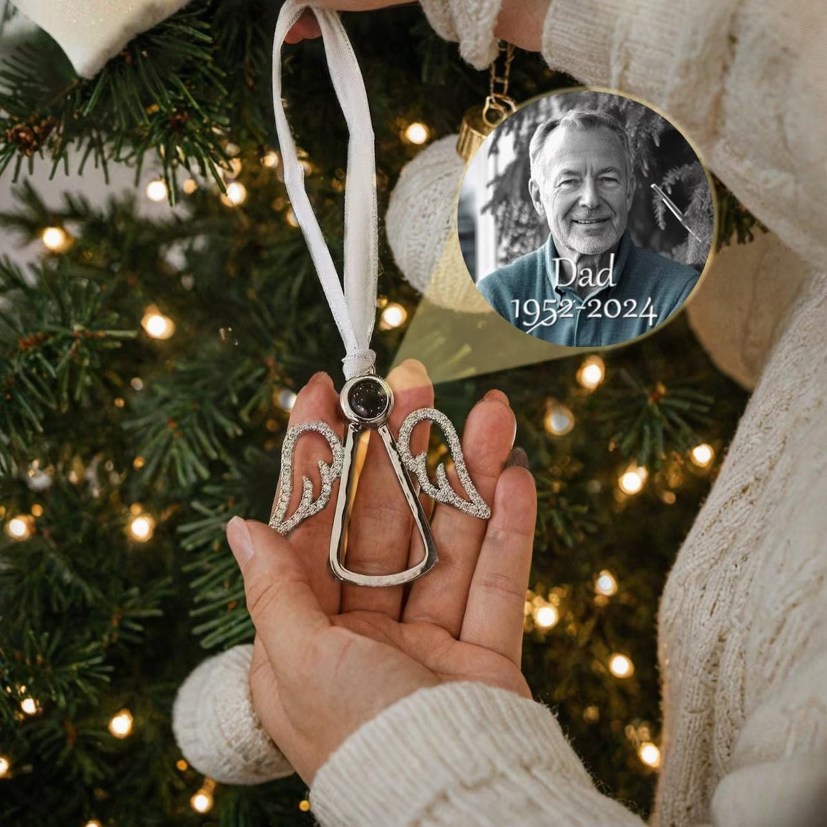 Custom Photo Projection Ornament, For Christmas, Family Decor