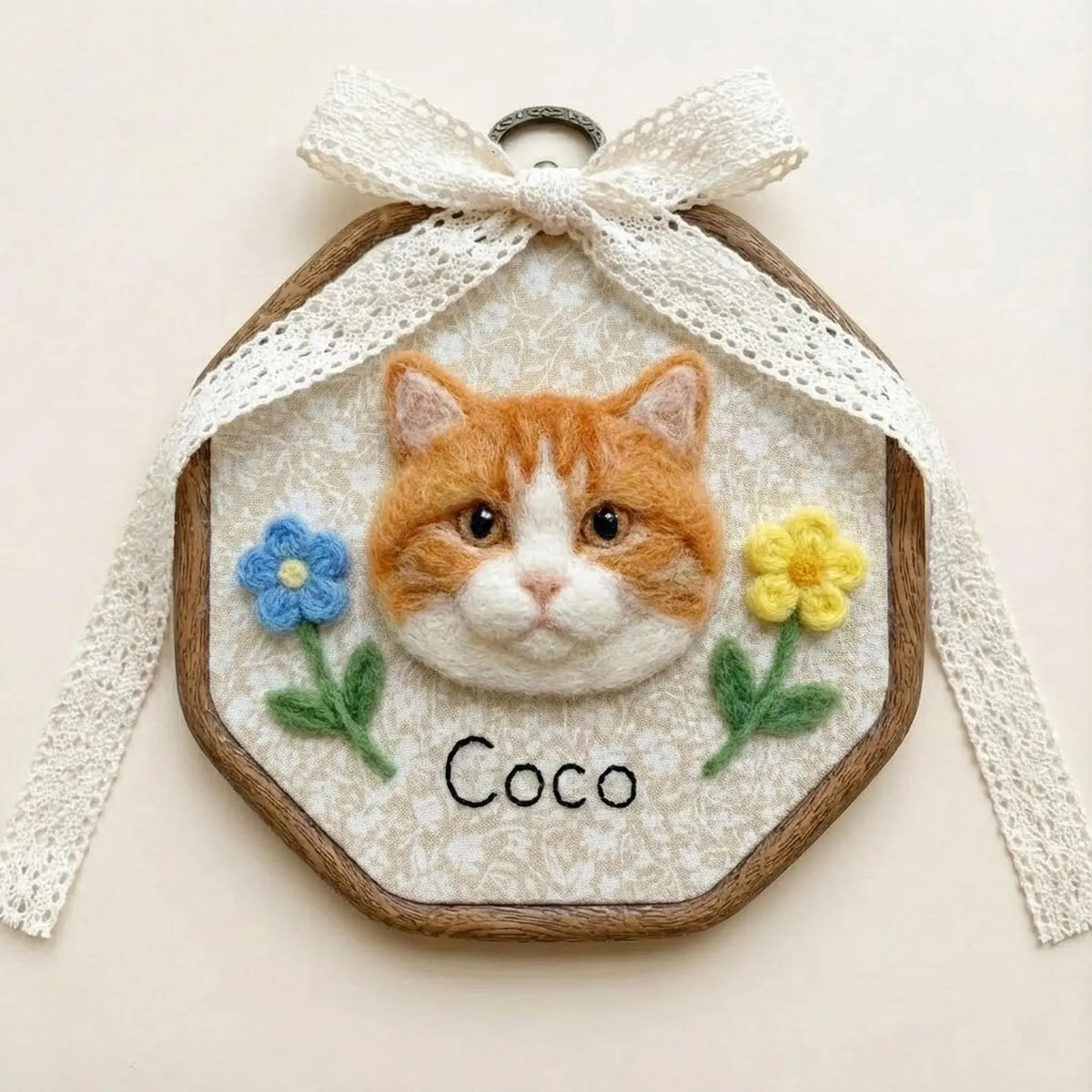 Custom Wool Felt Pet Portrait Hoop