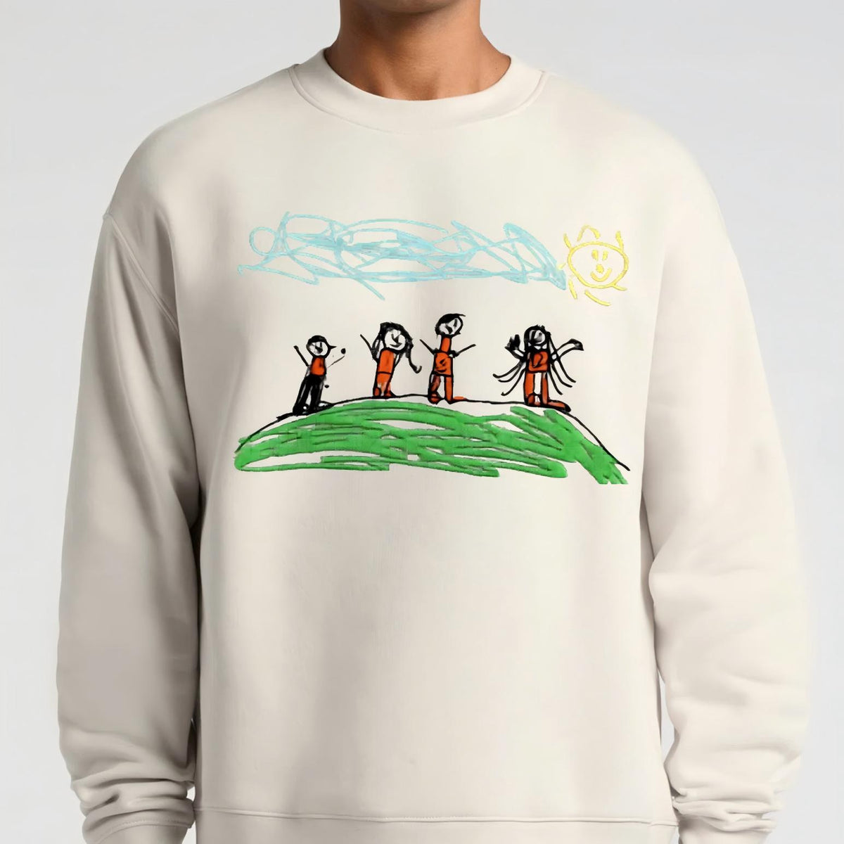 Custom Embroidered Kids Photo Drawing Sweatshirt