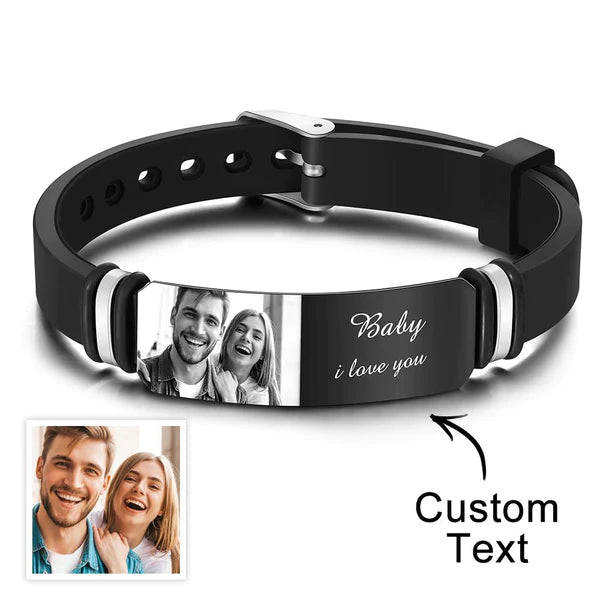 Custom Engraved Photo & Name Bracelet