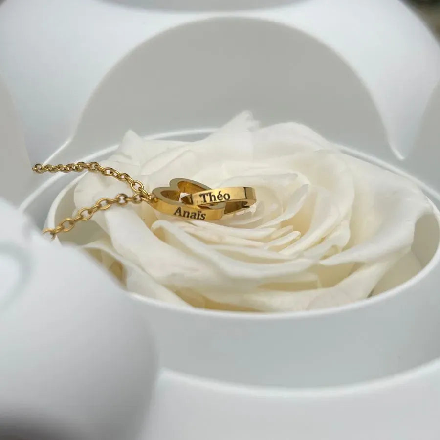 Eternal Rose Bear - W/ Engraved Necklace & Real Rose