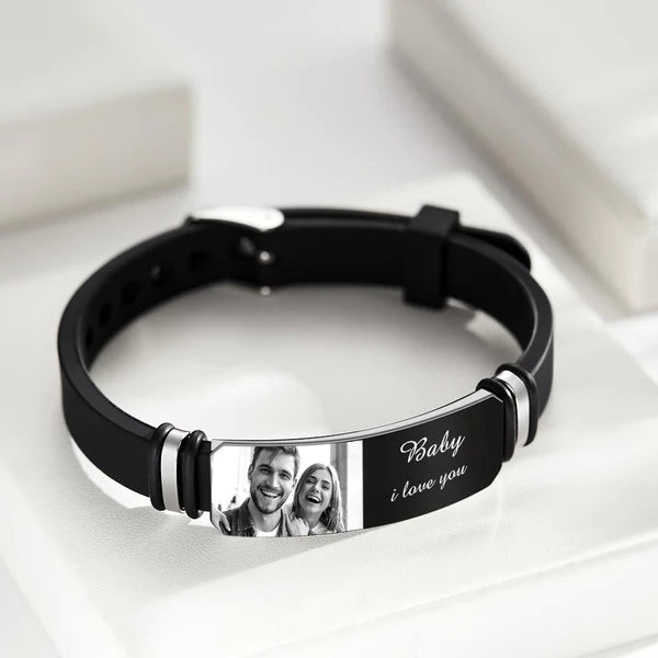 Custom Engraved Photo & Name Bracelet