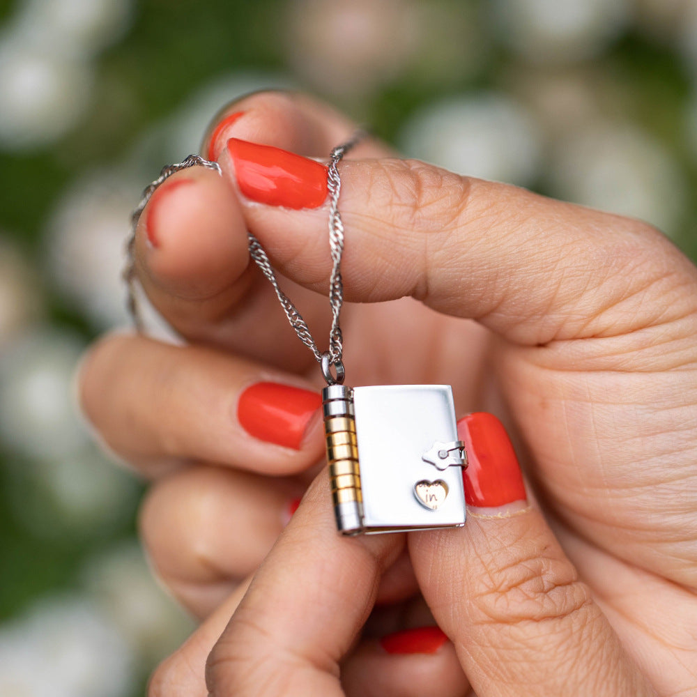 Custom Book Necklace, Any Message Inside