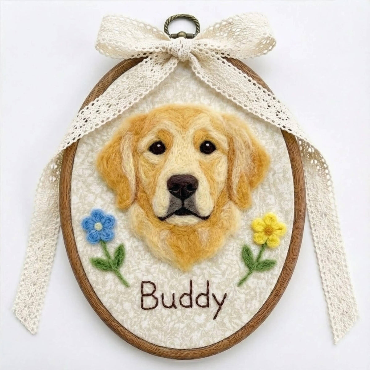 Custom Wool Felt Pet Portrait Hoop