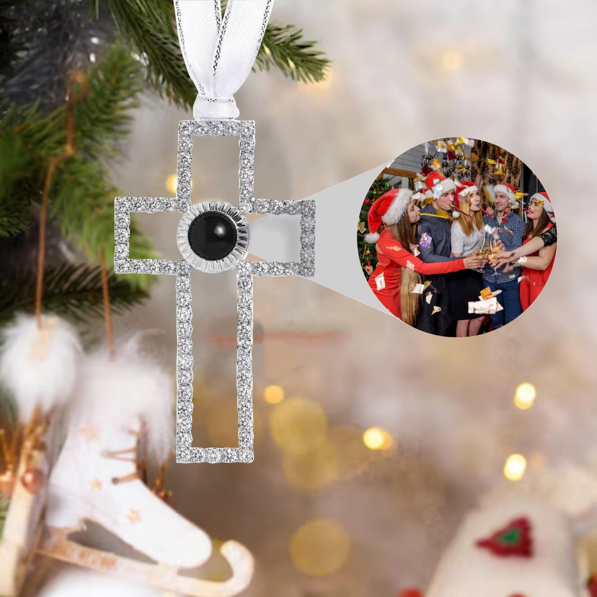 Custom Photo Projection Ornament, For Christmas, Family Decor