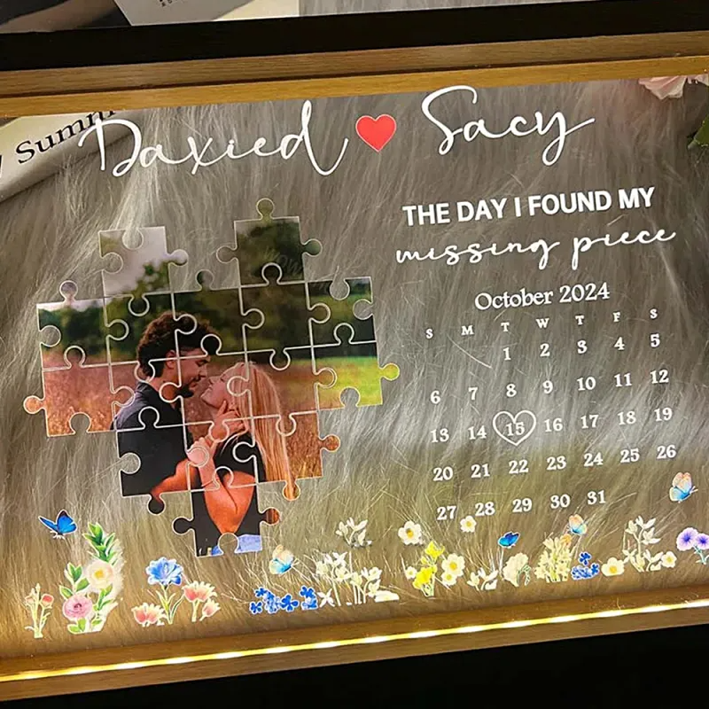 The Day I Found My Missing Piece Light Frame Personalized Gift