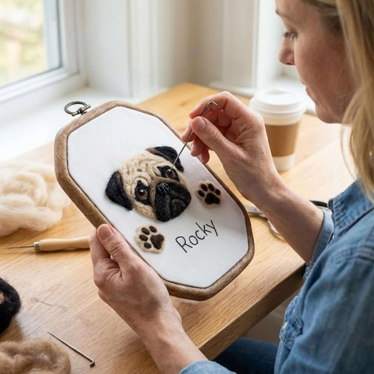 Custom Wool Felt Pet Portrait Hoop