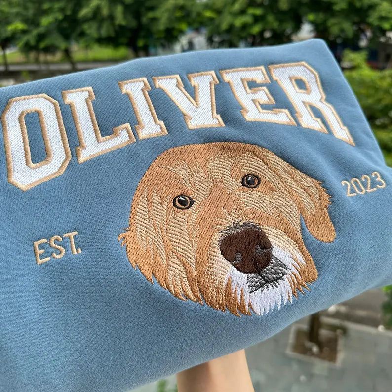 Custom Embroidered Pet Portrait Sweatshirt