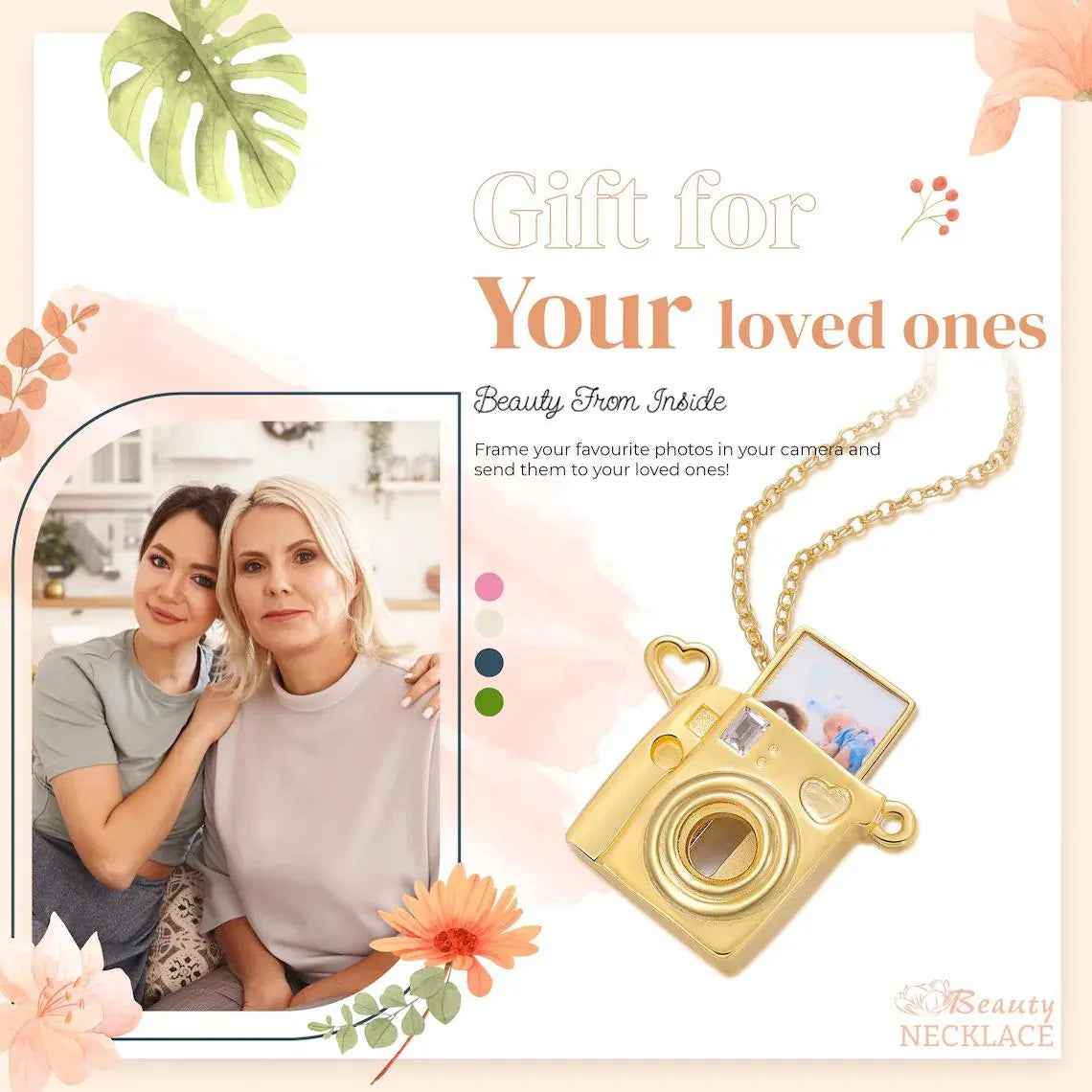 Custom Camera Necklace with Photo Picture Inside