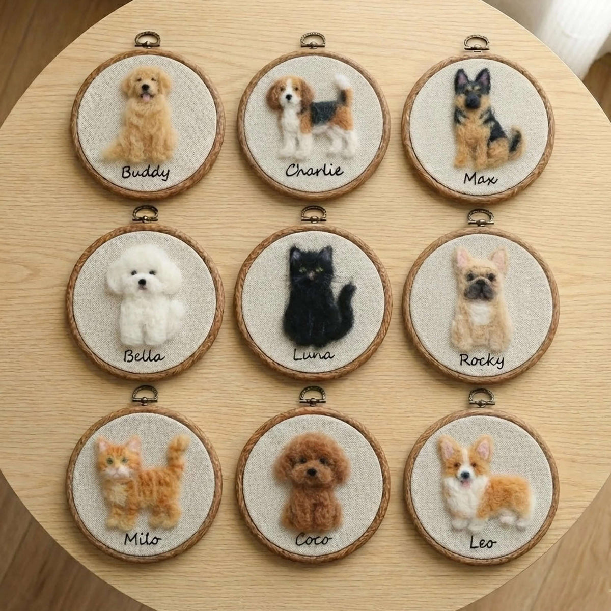 Custom Wool Felt Pet Portrait Hoop