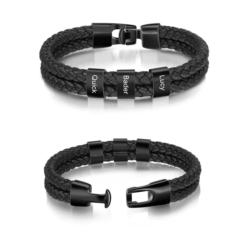 Custom Name Leather Bracelet