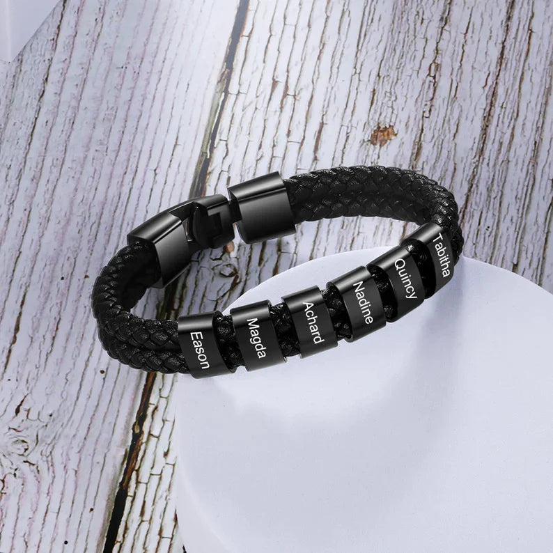 Custom Name Leather Bracelet
