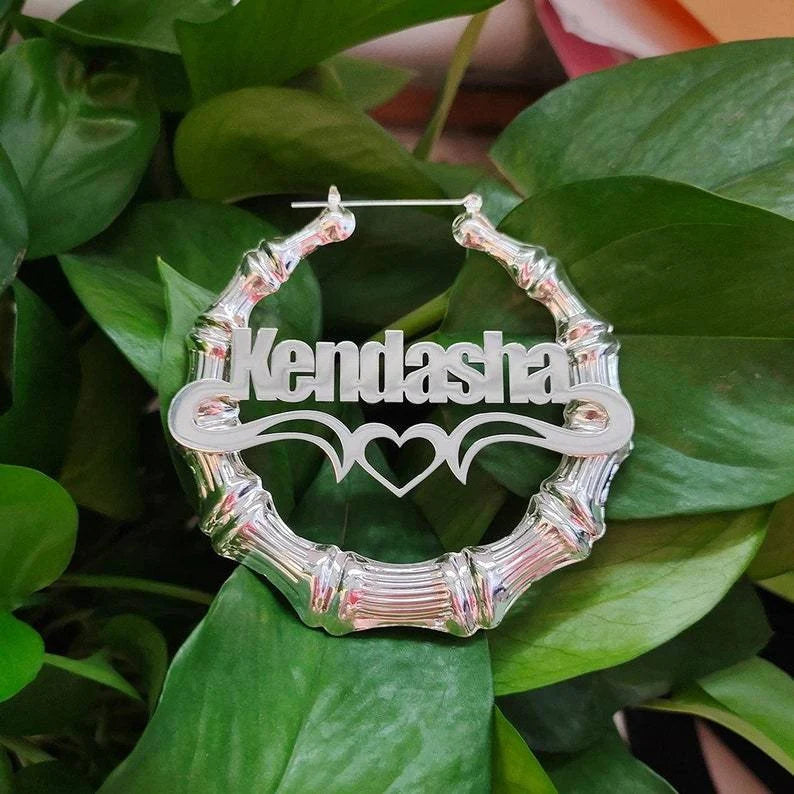 Custom Name Bamboo Earrings