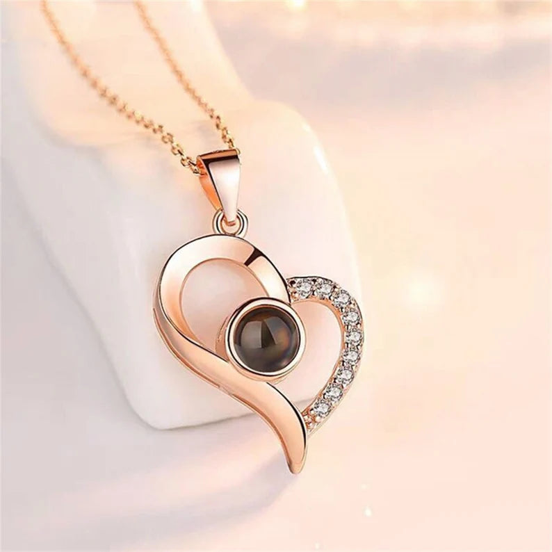 Heart Drop Picture Projection Necklace
